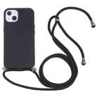 For iPhone 14 Wheat Straw Material + TPU Shockproof Phone Case with Neck Lanyard (Black) - 1