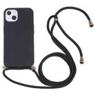 For iPhone 14 Plus Wheat Straw Material + TPU Shockproof Phone Case with Neck Lanyard (Black) - 1