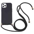 For iPhone 14 Pro Wheat Straw Material + TPU Shockproof Phone Case with Neck Lanyard(Black) - 1