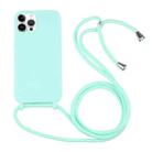 For iPhone 14 Pro Candy Colors TPU Protective Phone Case with Lanyard(Mint Green) - 1