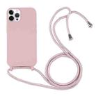 For iPhone 14 Pro Candy Colors TPU Protective Phone Case with Lanyard(Rose Gold) - 1