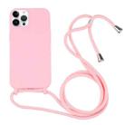 For iPhone 14 Pro Max Candy Colors TPU Protective Phone Case with Lanyard (Pink) - 1