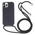 For iPhone 14 Pro Max Candy Colors TPU Protective Phone Case with Lanyard (Black) - 1