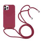 For iPhone 14 Pro Max Candy Colors TPU Protective Phone Case with Lanyard (Red) - 1