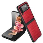 For Samsung Galaxy Z Flip4 Crocodile Texture Ultra-thin Folding Phone Case(Red) - 1
