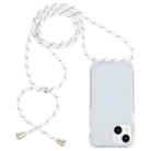 For iPhone 14 Plus Transparent Acrylic Airbag Shockproof Phone Protective Case with Lanyard (White Grey Fine Lines) - 1