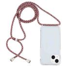 For iPhone 14 Plus Transparent Acrylic Airbag Shockproof Phone Protective Case with Lanyard (Red Apricot Grey Fine Lines) - 1