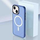 For iPhone 14 Plus Skin Feel TPU + Frosted PC MagSafe Phone Case (Navy Blue) - 1