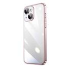 For iPhone 14 Transparent Electroplated PC Phone Case (Pink) - 1