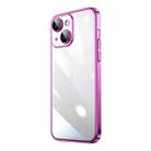 For iPhone 14 Transparent Electroplated PC Phone Case (Rose Red) - 1