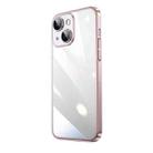 For iPhone 14 Plus Transparent Electroplated PC Phone Case (Pink) - 1