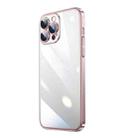 For iPhone 14 Pro Transparent Electroplated PC Phone Case(Pink) - 1