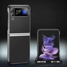 For Samsung Galaxy Z Flip4 Plating Plain Leather Phone Case(Black) - 1