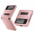 For Samsung Galaxy Z Flip4 Litchi Texture Hinge Holder Phone Case(Pink) - 1