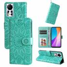 For Infinix Hot 11s NFC Embossed Sunflower Leather Phone Case(Green) - 1