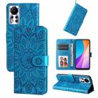 For Infinix Hot 11s NFC Embossed Sunflower Leather Phone Case(Blue) - 1
