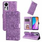 For Infinix Hot 11s NFC Embossed Sunflower Leather Phone Case(Purple) - 1