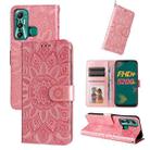 For Infinix Hot 11 Embossed Sunflower Leather Phone Case(Pink) - 1