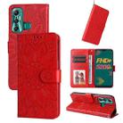 For Infinix Hot 11 Embossed Sunflower Leather Phone Case(Red) - 1