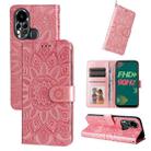 For Infinix Hot 11s Embossed Sunflower Leather Phone Case(Pink) - 1