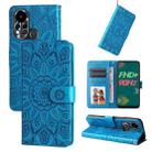 For Infinix Hot 11s Embossed Sunflower Leather Phone Case(Blue) - 1