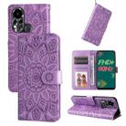 For Infinix Hot 11s Embossed Sunflower Leather Phone Case(Purple) - 1