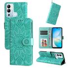 For Infinix Hot 12i Embossed Sunflower Leather Phone Case(Green) - 1