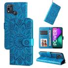 For Infinix Smart 5 Embossed Sunflower Leather Phone Case(Blue) - 1