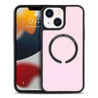 For iPhone 14 Carbon Fiber Texture MagSafe Magnetic Phone Case (Pink) - 1