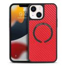 For iPhone 14 Carbon Fiber Texture MagSafe Magnetic Phone Case (Red) - 1