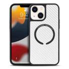 For iPhone 14 Plus Carbon Fiber Texture MagSafe Magnetic Phone Case (White) - 1