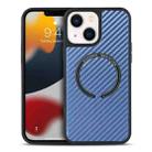 For iPhone 14 Plus Carbon Fiber Texture MagSafe Magnetic Phone Case (Blue) - 1