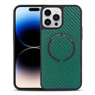 For iPhone 14 Pro Carbon Fiber Texture MagSafe Magnetic Phone Case(Green) - 1