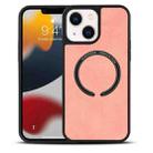 For iPhone 14 Plus Lambskin Texture MagSafe Magnetic Phone Case (Pink) - 1