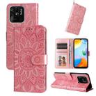 For Xiaomi Redmi 10C 4G Embossed Sunflower Leather Phone Case(Pink) - 1