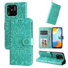 For Xiaomi Redmi 10C 4G Embossed Sunflower Leather Phone Case(Green) - 1