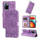 For Xiaomi Redmi Note 10 Pro 5G Embossed Sunflower Leather Phone Case(Purple) - 1