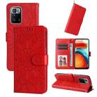 For Xiaomi Redmi Note 10 Pro 5G Embossed Sunflower Leather Phone Case(Red) - 1
