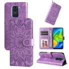 For Xiaomi Redmi Note 9 4G Foreign Version / 10X 4G Embossed Sunflower Leather Phone Case(Purple) - 1