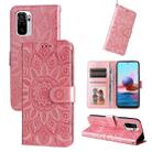 For Xiaomi Redmi Note 10 4G / Note 10S 4G  Embossed Sunflower Leather Phone Case(Pink) - 1