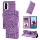 For Xiaomi Redmi Note 10 4G / Note 10S 4G  Embossed Sunflower Leather Phone Case(Purple) - 1