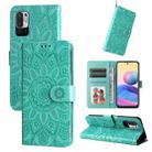For Xiaomi Redmi Note 10 5G  Embossed Sunflower Leather Phone Case(Green) - 1