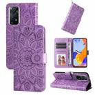 For Xiaomi Redmi Note 11 Pro 5G Embossed Sunflower Leather Phone Case(Purple) - 1