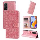 For Xiaomi Redmi Note 11 Pro 4G Foreign Version / 5G Embossed Sunflower Leather Phone Case(Pink) - 1