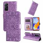 For Xiaomi Redmi Note 11 Pro 4G Foreign Version / 5G Embossed Sunflower Leather Phone Case(Purple) - 1