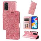 For Xiaomi Redmi Note 11S / Note 11 4G Foreign Version Embossed Sunflower Leather Phone Case(Pink) - 1