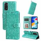 For Xiaomi Redmi Note 11S / Note 11 4G Foreign Version Embossed Sunflower Leather Phone Case(Green) - 1