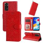 For Xiaomi Redmi Note 11S / Note 11 4G Foreign Version Embossed Sunflower Leather Phone Case(Red) - 1