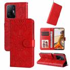 For Xiaomi 11T / 11T Pro Embossed Sunflower Leather Phone Case(Red) - 1