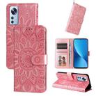 For Xiaomi 12 Lite Embossed Sunflower Leather Phone Case(Pink) - 1